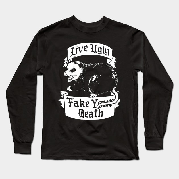 Live Ugly Possum Long Sleeve T-Shirt by tomatillo